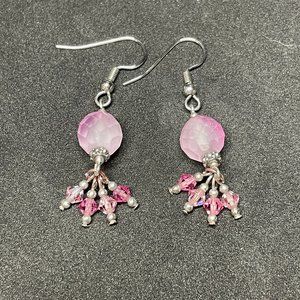 Let's Dangle's Frosted Pink Glass Bead Earrings with Swarovski® crystals